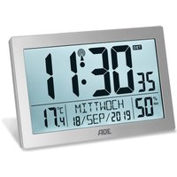Tchibo - ADE Digitale XL-Funk-Tischuhr mit Thermometer und Hygrometer - silber von Tchibo