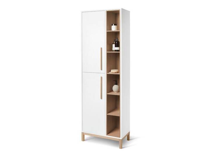 Tchibo - Bad-Hochschrank »Eklund« mit Seitenfach - 62,5x35x190cm - braun - Holz / Eichenholz von Tchibo