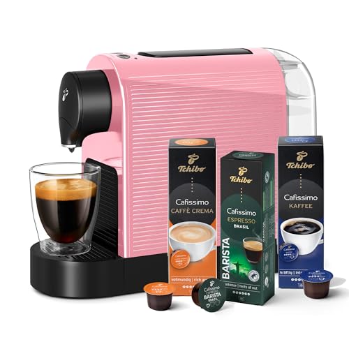 Tchibo Cafissimo „Pure plus“ Kaffeemaschine Kapselmaschine inkl. 30 Kapseln für Caffè Crema, Espresso und Kaffee | 0,8l | 1250 Watt | 11,9 x 33,7 x 24 cm | Cherry Blossom von Tchibo