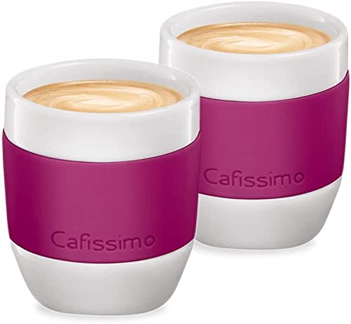 Tchibo Cafissimo 2er Espresso Tassen mini, Qualitätsporzellan, wärmeisolierender Silikonring, Berry von Tchibo