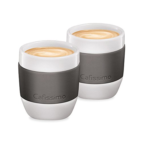 Tchibo Cafissimo Becher oder Tassen aus Porzellan mit Silikonmanschette, 2er Set (Espressotassen, grau) von Tchibo