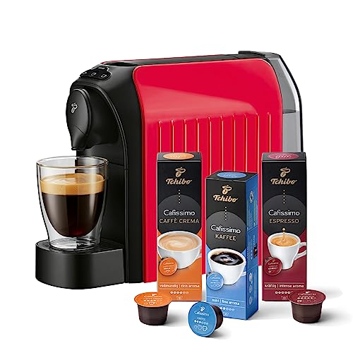 Tchibo Cafissimo „easy“ Kaffeemaschine Kapselmaschine inkl. 30 Kapseln für Caffè Crema, Espresso und Kaffee, Rot von Tchibo