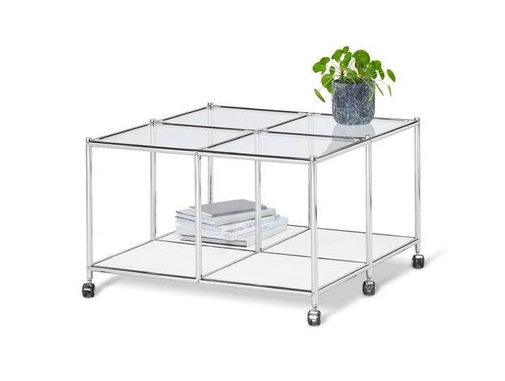 Tchibo - Couchtisch mit Rollen »Cn3« - 78x78x44,5cm - chrom - Metall / Glas / Metall von Tchibo