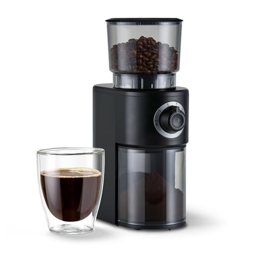 Tchibo elektrische Kaffeemühle, Edelstahlmahlwerk, 26 Mahlgradeinstellungen, Schwarz/Silber von Tchibo