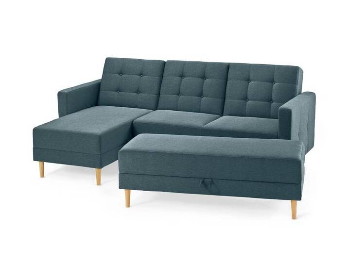 Tchibo - Federkern-Eckschlafsofa »Just Relax« mit Stauraumbank - 223x152x93cm - braun - Polyester / Eschen-Massivholz von Tchibo
