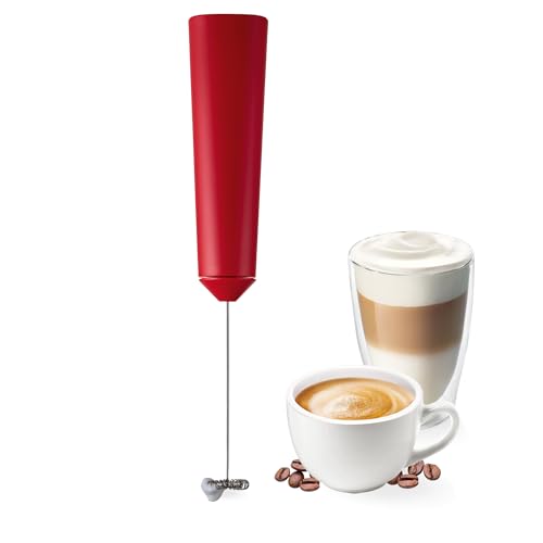 Tchibo Hand-Milchaufschäumer akkubetrieben, wiederaufladbar, inkl. USB-Ladekabel, spülmaschinengeeigneter Edelstahlquirl, für Latte Macchiato, Cappuccino und Kakao, Rot von Tchibo