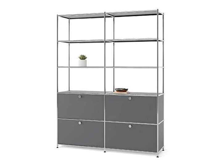 Tchibo - Hohes Regal Metall »Cn3« mit 4 Klappenfächern - 152x40x195cm - chrom - Stahl / Aluminium / Kunststoff von Tchibo