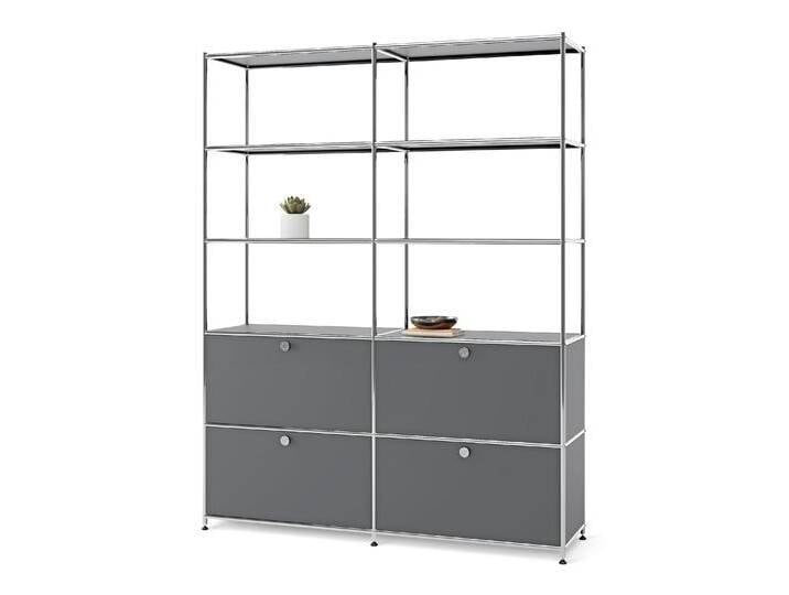 Tchibo - Hohes Regal Metall »Cn3« mit 4 Klappenfächern - 152x40x195cm - chrom - Stahl / Aluminium / Kunststoff von Tchibo