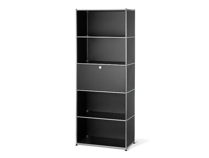 Tchibo - Hohes Regal Metall »Cn3« mit Klappenfach - 77x40x194,5cm - schwarz - Stahl / Aluminium / Kunststoff von Tchibo