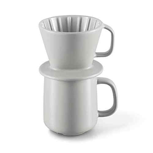 Tchibo Kaffeebecher, mit Filter für Handaufguss, Filtergröße 101, 350 ml, Mikrowellengeeignet, Keramik, Grau von Tchibo