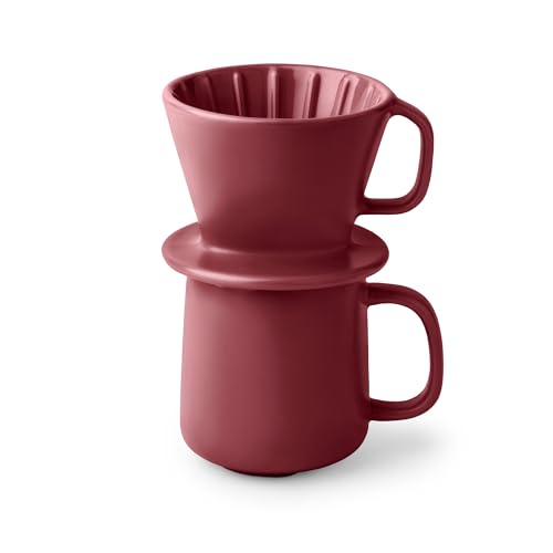Tchibo Kaffeebecher, mit Filter für Handaufguss, Filtergröße 101, 350 ml, Mikrowellengeeignet, Keramik, berry von Tchibo