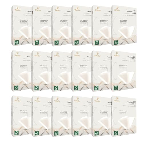 Tchibo Kaffeefilter Größe 2 Großpackung 1440 Stück - Premium Qualitätspapier Filtertüten 18x80, nachhaltig, aromatisch, kompostierbar, umweltschonend, weiß von Tchibo