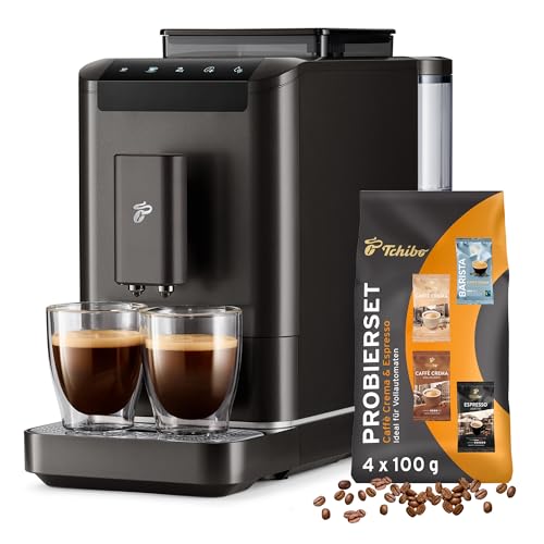 Tchibo Kaffeevollautomat Esperto2 Caffè mit 2-Tassen-Funktion für Caffè Crema und Espresso, Granite Black von Tchibo