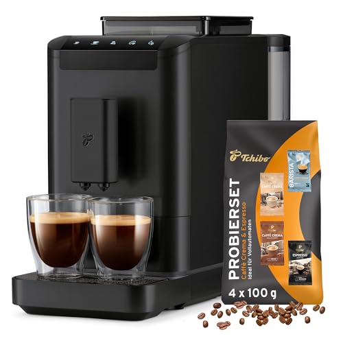 Tchibo Kaffeevollautomat Esperto2 Caffè mit 2-Tassen-Funktion für Caffè Crema und Espresso, All Black - INKLUSIVE Kaffeeprobierset GRATIS von Tchibo