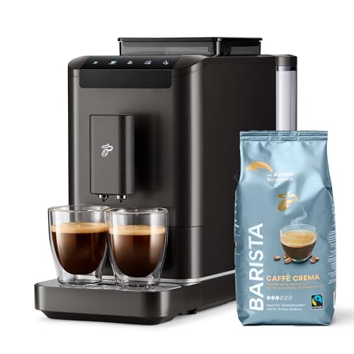 Tchibo Kaffeevollautomat Esperto2 Caffè mit 2-Tassen-Funktion inkl. 1kg Barista für Caffè Crema und Espresso, Granite Black von Tchibo