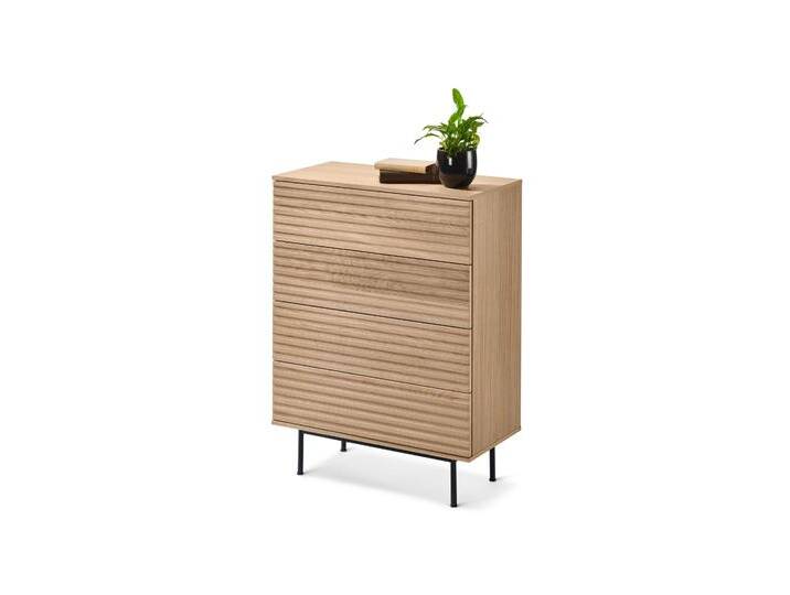 Tchibo - Kommode »Finnsbo« mit Lamellenoptik - 80x40x108,3cm - schwarz - Holz / Echtholzfurnier / Stahl von Tchibo