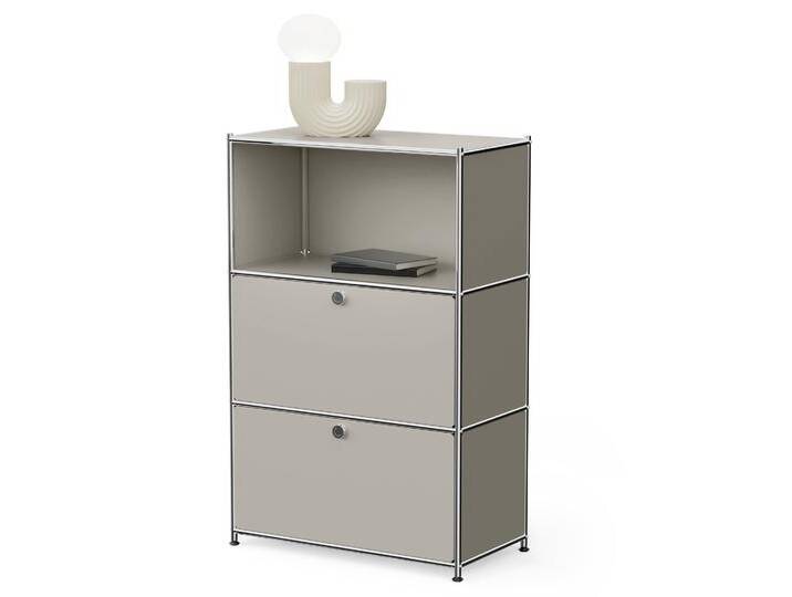 Tchibo - Kommode Metall »Cn3« mit 2 Klappenfächern - 77x40x120,5cm - hellgrau - Stahl / Aluminium / Kunststoff von Tchibo