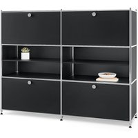 Tchibo - Kommode Metall »Cn3« mit 4 Klappenfächern - 152x40x120,5cm - schwarz - Stahl / Aluminium / Kunststoff von Tchibo