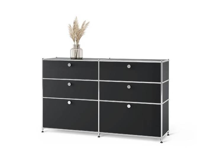 Tchibo - Kommode Metall »Cn3« mit 6 Schubladen - 152x40x84,5cm - schwarz - Stahl / Aluminium / Kunststoff von Tchibo
