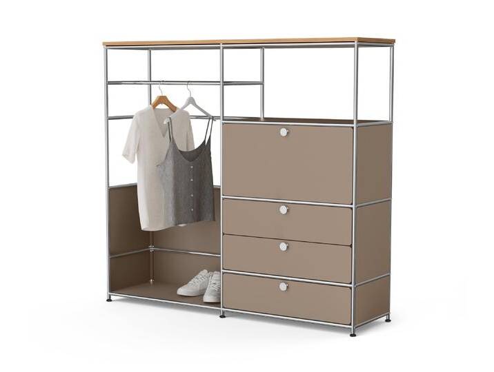 Tchibo - Kommode Metall »Cn3« mit Holzplatte - 154x42x140,5cm - taupe - Stahl / Aluminium / Kunststoff von Tchibo