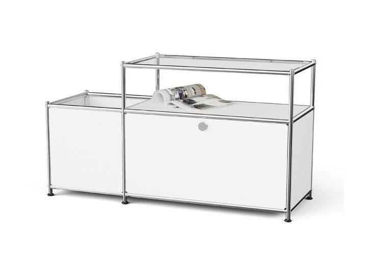 Tchibo - Lowboard Metall »Cn3« mit Klappenfach und Glasplatte - 116x40x64cm - chrom - Stahl / Aluminium / Kunststoff von Tchibo