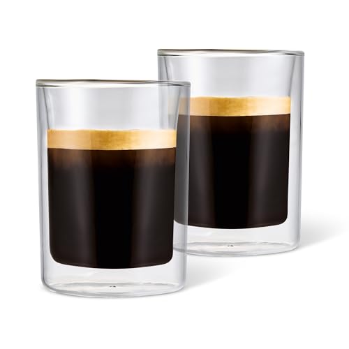 Tchibo Qbo 2er Caffè Gläser, hochwertiges Glas, mundgeblasen, gelasertes Qbo-Logo, heiß und kalt genießen von Tchibo