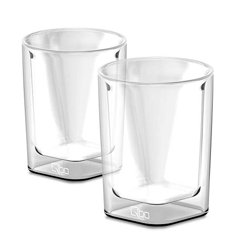 Tchibo Qbo Caffè Glas 2 Gläser (hochwertiges Glas mit gelasertem Qbo-Logo, mundgeblasen, 6,2 x 6,2 x 7 cm von Tchibo