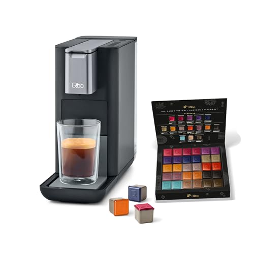 Tchibo Qbo ESSENTIAL Premium Kapselmaschine inkl. 30 recyclebare Qbo Kapseln für Espresso, Caffè und Caffè Grande, kompaktes, innovatives Design, Dark Stone von Tchibo