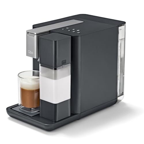 Tchibo Qbo MILK MASTER Premium Kapselmaschine für Cappuccino, Espresso, Caffè Crema, Caffè Grande, Milchschaum auf Knopfdruck mit abnehmbarem Milchtank 300ml, mit Abschaltautomatik, Gentle Grey von Tchibo
