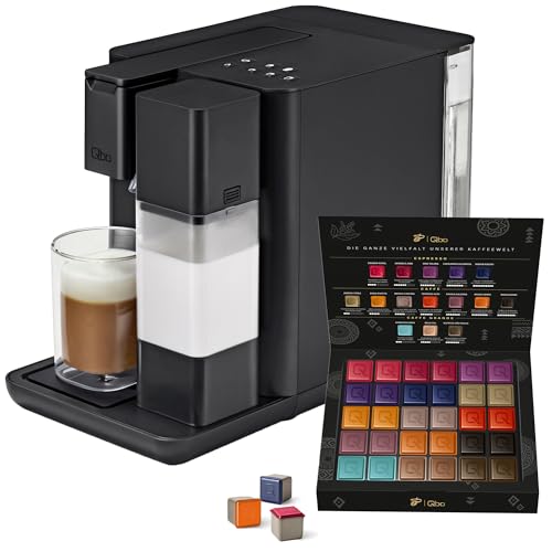 Tchibo Qbo MILK MASTER Premium Kapselmaschine inkl. 30 recyclebare Qbo Kapseln für Cappuccino, Espresso, Caffè Crema, Milchschaum auf Knopfdruck mit abnehmbarem Milchtank 300ml, Velvet Black von Tchibo