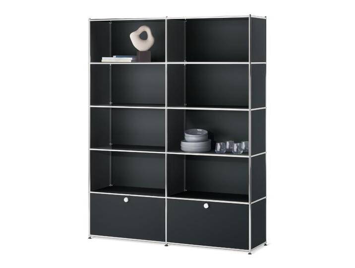 Tchibo - Regal »Cn3« mit 2 Klappen - 152x40x194,5cm - schwarz - Stahl / Aluminium / Kunststoff von Tchibo