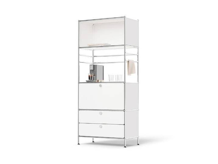 Tchibo - Regal Metall »Cn3« mit 1 Klappenfach und 2 Schubladen - 77x40x177,5cm - chrom - Stahl / Aluminium / Kunststoff von Tchibo