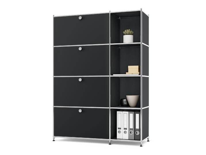 Tchibo - Regal Metall »Cn3« mit 4 Klappenfächern - 115x40x158,5cm - schwarz - Stahl / Stahl / Aluminium von Tchibo