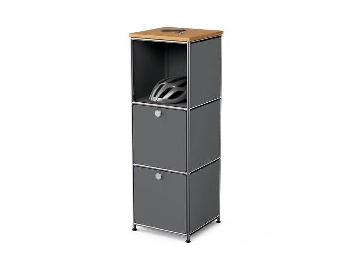Tchibo - Schmale Kommode Metall »Cn3« mit Holzplatte und 2 Klappenfächern - 40,5x40,5x121,5cm - chrom - Stahl / Aluminium / Kunststoff von Tchibo