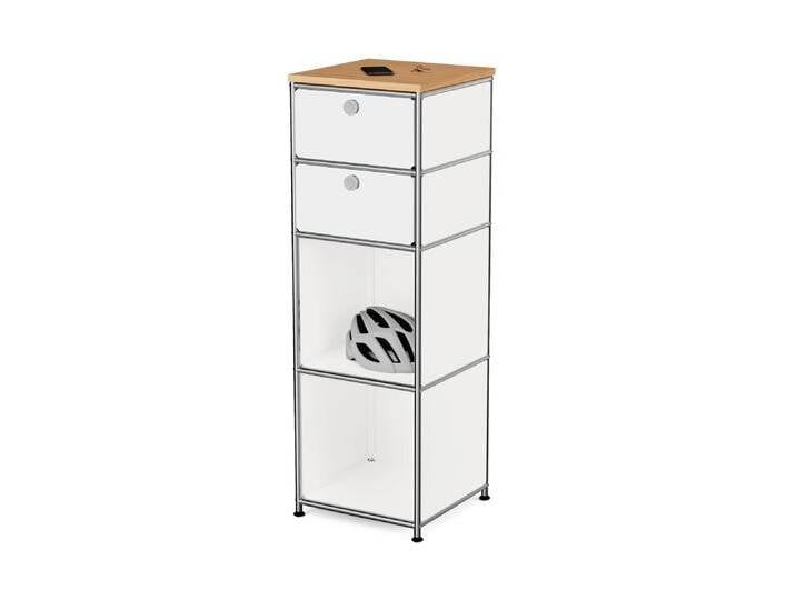 Tchibo - Schmale Kommode Metall »Cn3« mit Holzplatte und 2 Schubladen - chrom von Tchibo