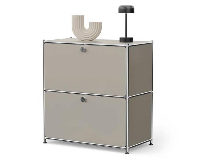 Tchibo - Sideboard Metall »Cn3« mit 2 Klappenfächern - 77x40x82,5cm - hellgrau - Stahl / Aluminium / Kunststoff von Tchibo