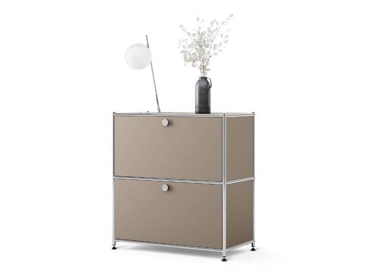 Tchibo - Sideboard Metall »Cn3« mit 2 Klappenfächern - 77x40x82,5cm - taupe - Stahl / Aluminium / Kunststoff von Tchibo