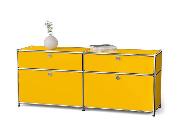 Tchibo - Sideboard Metall »Cn3« mit 2 Klappenfächern und 2 Schubladen - 152x40x64,5cm - chrom - Stahl / Aluminium / Kunststoff von Tchibo