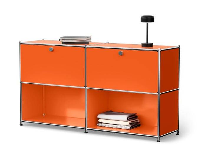 Tchibo - Sideboard Metall »Cn3« mit 2 versetzbaren Klappenfächern - 152x40x82,5cm - orange - Stahl / Aluminium / Kunststoff von Tchibo