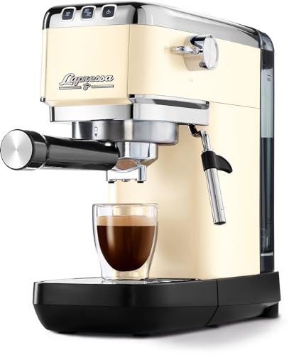 Tchibo Siebträger Espressomaschine „Lapressa“, mit Doppelauslauf und Milchaufschäumdüse (15 bar, 980ml Wassertank), inkl. zwei doppelwandigen Sieben, für Espresso und Milchschaum (Cremeweiss) von Tchibo