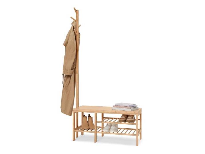 Tchibo - Sitzbank mit Garderobenständer - 90x38x182cm - naturfarben - Bambusholz von Tchibo
