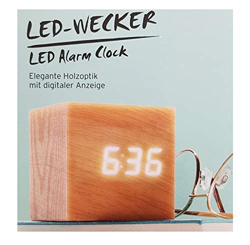 Tchibo TCM LED Wecker Würfelwecker mit digitaler Anzeige in Holzoptik von Tchibo