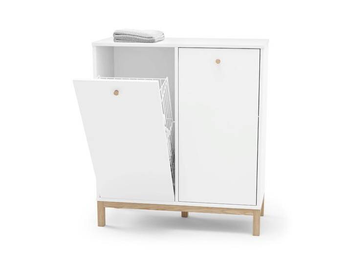 Tchibo - Wäschekorbregal - 80,5x34,5x90cm - braun - Holz / Eichenholz / Stahl von Tchibo