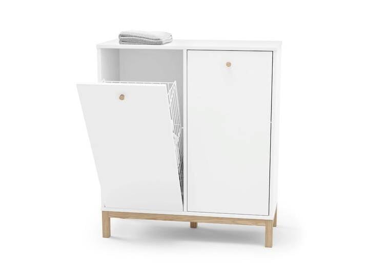 Tchibo - Wäschekorbregal - 80,5x34,5x90cm - braun - Holz / Eichenholz / Stahl von Tchibo