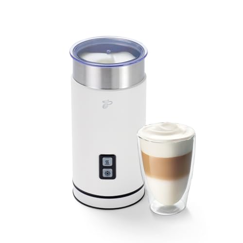 Tchibo elektrischer Milchaufschäumer, 130ml Fassungsvermögen, aus rostfreiem Edelstahl, Antihaftbeschichtung, warmer und kalter Milchschaum, für Latte Macchiato, Cappucino und Kakao (Weiß) von Tchibo