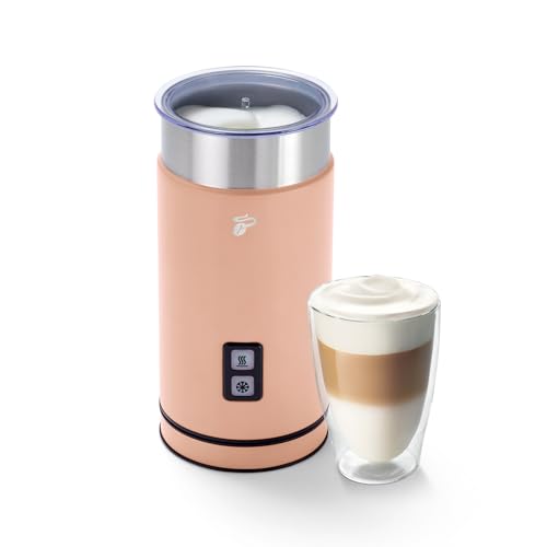 Tchibo elektrischer Milchaufschäumer, 130ml Fassungsvermögen, aus rostfreiem Edelstahl, Antihaftbeschichtung, warmer und kalter Milchschaum, für Latte Macchiato, Cappucino und Kakao (Apricot) von Tchibo