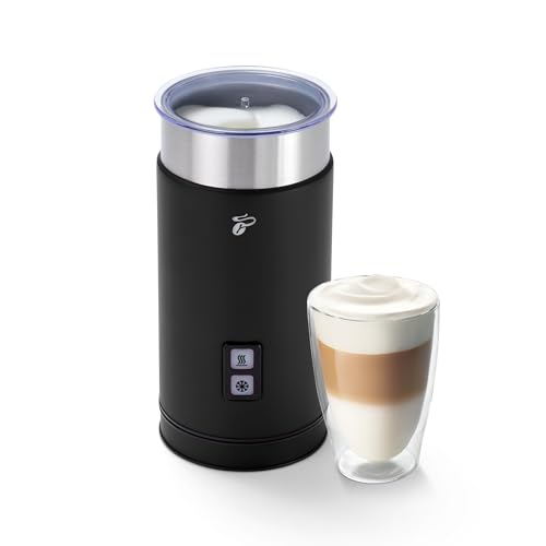 Tchibo elektrischer Milchaufschäumer, 130ml Fassungsvermögen, aus rostfreiem Edelstahl, Antihaftbeschichtung, warmer und kalter Milchschaum, für Latte Macchiato, Cappucino und Kakao (Schwarz) von Tchibo