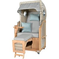deVries Teak-Strandkorb - 91x129x157cm - hellbraun - Holz / Polyethylen / Schaumstoff von deVries