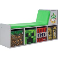 roba Minecraft Sitzbank und Leseregal - 119x30x60cm - grau - Holz / Polyester / Schaumstoff von roba