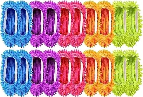 Tczecoo 10 Paare Mop Schuhe, Putzschuhe Microfaser, Mehrzweck Mop Hausschuhe, Wiederverwendbare Mikrofaser Pantoffeln, Wischmopp-Hausschuhe für Haarreiniger Kehrhaus Büro Küche, 5 Farben Tczecoo 10 Paare Mop Schuhe, Putzschuhe Microfaser, Mehrzweck Mop Hausschuhe, Wiederverwendbare Mikrofaser Pantoffeln, Wischmopp-Hausschuhe für Haarreiniger Kehrhaus Büro Küche, 5 Farben von Tczecoo